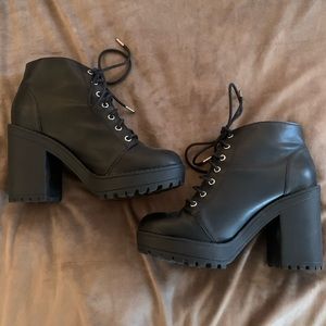 Black leather boots